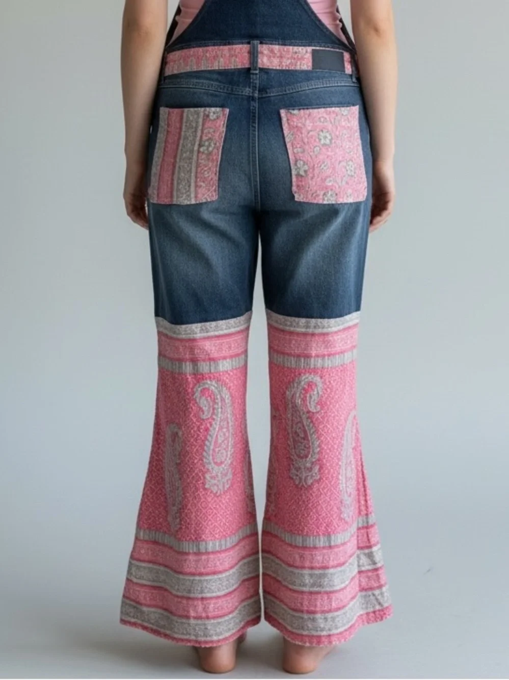 OVERALLS UPCYCLED  18.5” waist American Rag Handmade with Kantha BOHO 🌸 FESTIVAL